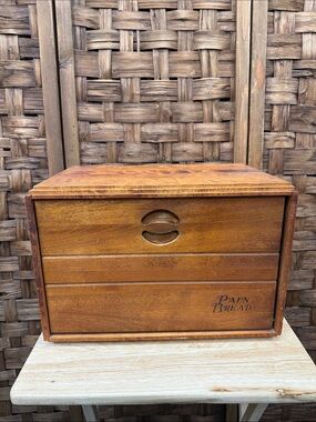 Wooden Bread Box in Brown